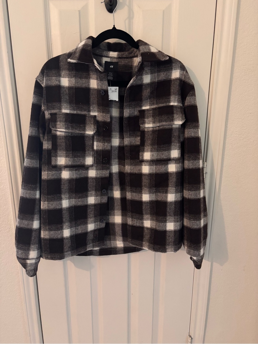 Men’s H&M Brown and White Plaid Shirt Jacket
